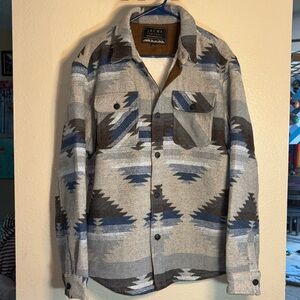 NWOT JACHS New York Men's Aztec Western Style faux Sherpa Lined Button